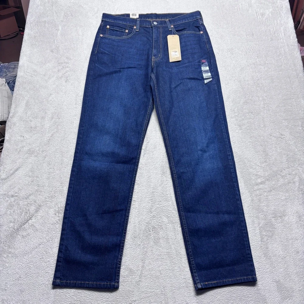 NWT Levis 550 Relaxed Fit Tapered Leg Jeans Mens 35x34 Dark Wash Stretch Denim